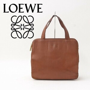 ヴィンテージ◆LOEWE ロエベ レザー アナグラム ハンド バッグ 茶 ブラウン