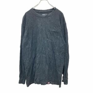 Dickies 無地 ロングTシャツ Lサイズ ディッキーズ 胸ポケット ブラック コットン 古着卸 アメリカ仕入 t2406-3910