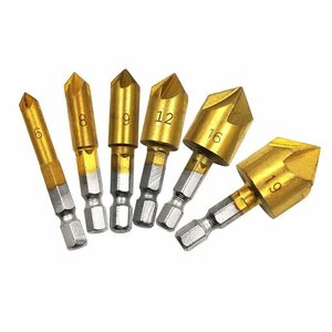 皿取り錐ドリル ビット 6～19mm HSS鋼 六角軸 穴あけ工具 下穴錐 座ぐり 面取りカッター チタンコーティング 電動ドリル