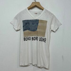 【54】 美品 KAPITAL 刺し子 country 襤褸 BORO カントリー V 半袖 tシャツ 2 M ホワイト ダメージ 加工 flag フラッグ キャピタル