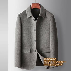 定価13万*新品 メンズコート カシミヤ ウールコート ビジネスコート チェスターコート *WOOL ロングコート 紳士 アウター カーキ 2XL