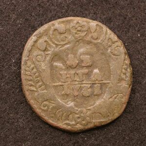 KM#188/ロシア帝国 1 Denga銅貨（1731）[E3569]コイン