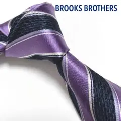 BROOKS BROTHERS 美品 ネクタイ 高級シルク ストライプ 光沢 紺