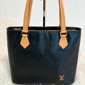 1円　ルイヴィトン　LOUIS VUITTON ヴェルニ ヒューストン ブラック ハンドバッグ トートバッグ モノグラム バッグ M91055