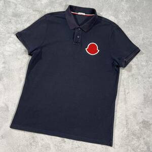 1円〜　極美品　MONCLER モンクレール 半袖ポロシャツ ロゴワッペン　ネイビー　Lサイズ 8212