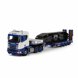 ★TADANO SCANIA XT MIDDLE ROOF WITH NOOTEBOOM MCOS 4-AXLE SEMI LOW LOADER WITH RAMPS トラック /IMC 1/50 建設機械模型