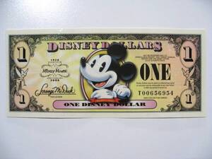 ディズニーダラー　1ドル札 （2008年版） $1 紙幣　ミッキーマウス Disney Dollars