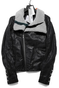 RICK OWENS / 美品 22FW RU02B2768 LGWLZE BAUHAUS JKT / size 48 (BLACK / PEARL ZEBRA) バウハウス レザー ジャケット ムートン 