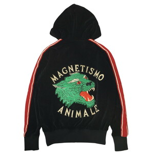 GUCCI グッチ タイガー 刺繍 ジップパーカー ベロア Magnetismo Animale Chenille Sweatshirt 527964 国内正規品 XS