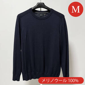 【サイズ：M】NAUTICA ノーティカ メリノウール 100% ニット セーター プルオーバー ネイビー 濃紺