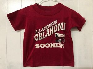 クリックポスト可 キッズ Rabbit Skins oklahoma sooner Tシャツ 半袖 USA製 古着 アメリカ ヴィンテージ 子ども服 赤 Y9-80