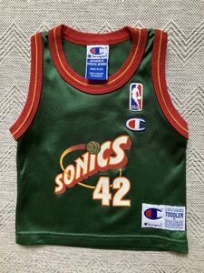 【希少】 NBA SONICS ヴィン・ベカー Champion チャンピオン製 TODDLER 2T ベビー ユニフォーム 赤ちゃん ヴィンテージ ジョーダン