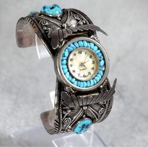 1円スタート インディアンジュエリー ターコイズ バングルウォッチ vintage antique watch ヴィンテージ メンズ 1スタ 激レア 売り切り