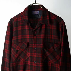 50s USA製 PENDLETON ペンドルトン 開襟 チェック ボックスカット シャツ M / 古着 ネルシャツ 