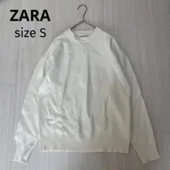 ZARA ザラ　クルーネック　ニット　セーター　アイボリー　S