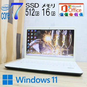 ★美品 最上級4コアi7！新品SSD512GB メモリ16GB★LS550H Core i7-3632QM Webカメラ Win11 MS Office2019 Home&Business ノートPC★P70752