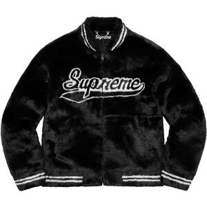 【新品タグ付き】 20SS 新品 SUPREME シュプリーム FAUX FUR VARSITY JACKET フォックスファー ジャケット ブルゾン BLACK ブラック 黒色