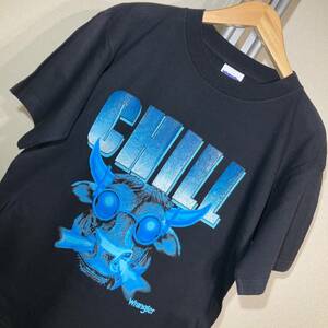 W608■USA製古着00/90s★ラングラー/CHILL★黒/プリント★Tシャツ■