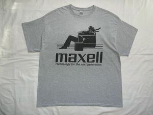 ☆ maxell マクセル Blown Away Guy Tシャツ sizeXXL グレー ☆USA古着 プロモ 企業物 Apple IBM Marlboro 80s 90s ビンテージ オールド