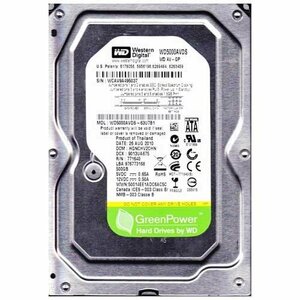 【中古】Western Digital WD 3.5 内蔵 HDD【安心の茶箱梱包】SATA 500GB 32MB intelliPower AV-