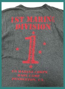 2163◆AVIREX アヴィレックス◆1ST MARINE DIVISION 1ナンバリングプリント コットン 半袖 Tシャツ グレー M