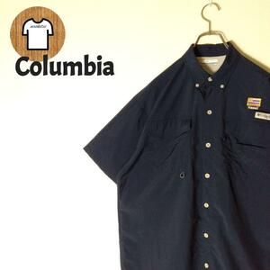 【Columbia フィッシングシャツ XL ワンポイント刺繍 海外古着A810