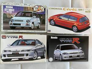 まとめ売り◇1/24 ホンダ シティターボⅡ(E-AA) シビック SiR-Ⅱ(EG6) シビック TYPE-R(EK9) インテグラ TYPE-R(DC2)◇未組立品