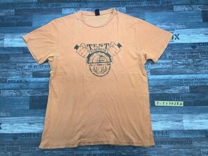 GAP ギャップ メンズ 握力テスト プリント 半袖Tシャツ L オレンジ