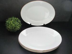 オールドノリタケ Noritake ニットー ロイヤル Nittoroyal ホワイト 白 金彩 白磁 RC 楕円皿 4枚セット 幅30.5cm ディナー皿 プレート 大皿