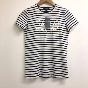 □新品タグ付□LAUREN RALPH LAUREN 半袖Tシャツ XS(155/80A) 黒×白 ボーダー ローレンラルフローレン レディース複数落札同梱OK 240408-5