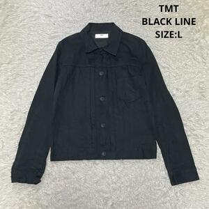 TMT ティーエムティー BLACK LINE BLACK DENIM JACKET ブラックデニムジャケット ストレッチ 日本製 サイズL ブラック