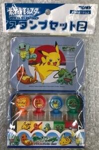 ★未開封当時物 TOMY 缶入り スタンプセット2 ポケットモンスター ピカチュウ ゼニガメ フシギダネ ヒトカゲ等 ポケモングッズa