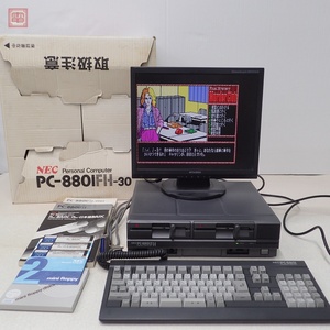 オーバーホール済 本体美品 NEC PC-8801FH ブラックモデル 本体 + キーボード 日本電気 箱説/FD付【60