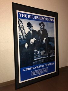 １９９０年 イギリス版 ブルースブラザーズ 特大 額付 ポスター The Blues Brothers ジョン ベルーシ エイクロイド ガレージ 古着屋 カフェ