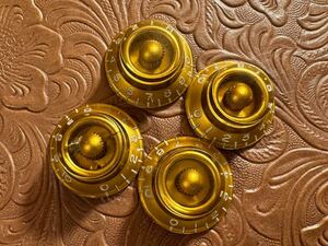 純正品 Gibson LesPaul Gold Speed knob ギブソン レスポール オリジナル 金色 ハットノブ インチ用 エンボス 正規品 