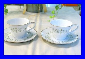 ○美品 ノリタケ Noritake 花柄 カップ&ソーサー 2客 D1673