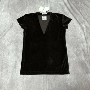 【未使用】MADISONBLUE VELOUR DEEP V NECK TEE マディソンブルー　ベロア　ベルベット　Tシャツ　ブラウン　タグ付き　日本製　00 