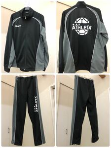 ATHLETA アスレタ セットアップ ジャージ サッカー フットサル メンズ 黒灰 Mサイズ 上下