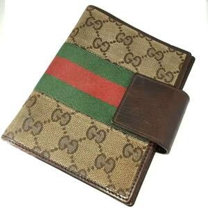 美品◎GUCCI グッチ 手帳カバー メモケース GGキャンパス シェリーライン