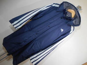 S115美品!■adidasアディダス★紺*ライン入/2004ニューイヤー駅伝★ベンチコート■M