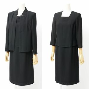 MF9352▽ニナリッチ/NINA RICCI*9AR*スタンドカラージャケット+切替ワンピース*アンサンブル*ブラックフォーマル/冠婚葬祭/喪服*黒