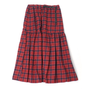 GRAMICCI FLANNEL TIERED SKIRT【L】レッド チェック グラミチ フランネル ティアードスカート ロング フレア ギャザー GLSK-21F055