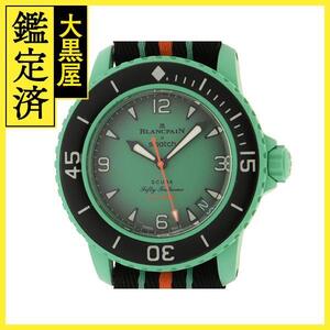 swatch ブランパン×Swatch インディアン オーシャン　SO35I100 グリーン文字盤 CE/ナイロン 自動巻き メンズ M【200】