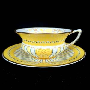 ♪美品♪ウェッジウッド WEDGWOOD ハーレクインコレクション イエローリボン カップ&ソーサー 廃番 希少 レア