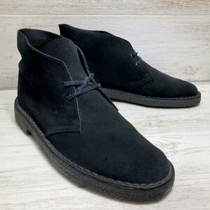 ◆Clarks◆ クラークス 状態良好 黒 チャッカブーツ デザートブーツ スエード US8(約26cm） 宅急便 即決