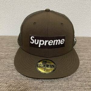 ほぼ新品 Supreme Box Logo Mesh Back New Era Cap Brown 59.6cm 7 1/2 22ss 2022年 ブラウン ボックスロゴ メッシュ ニューエラ キャップ