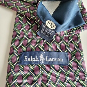 RALPH LAUREN（ ラルフローレン)紫緑青編込みネクタイ