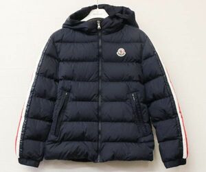 極美品(未使用) モンクレール Chrale 12A ネイビー ダウンジャケット キッズ 2022 サイドストライプ MONCLER