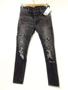 ★定価¥129,800★未使用タグ付き★★PIERRE BALMAIN ピエールバルマン ダメージ加工デニム 28 ウォッシュブラック 国内正規品 日本製★