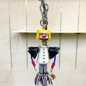 【プラダ】基準内 PRADA チャーム ロボット キーリング キーホルダー マルチ色系 レザー×金属素材 メンズ レディース